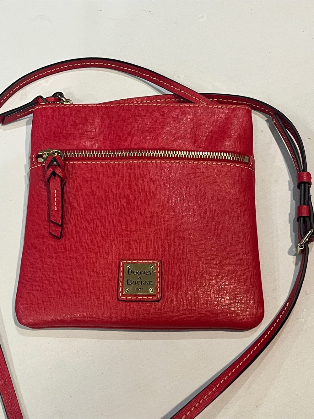 Dooney & Bourke Red Leather Crossbody with Gold Hardware